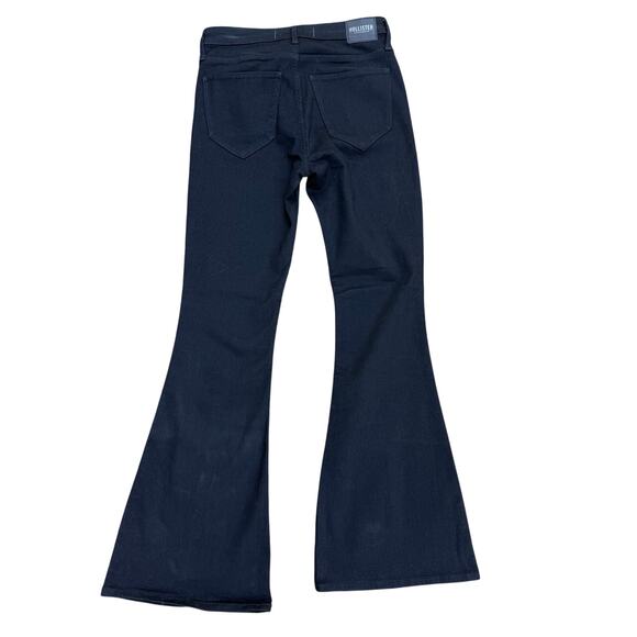 Hollister Women’s Black High Rise Flare Jeans Front Slit Hem Size 7R W28 L31 NWT - Picture 2 of 5